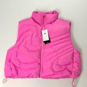 Nike Womens Swoosh Series Down Vest Pink Sz Medium HV5245-606 Oversized Rare